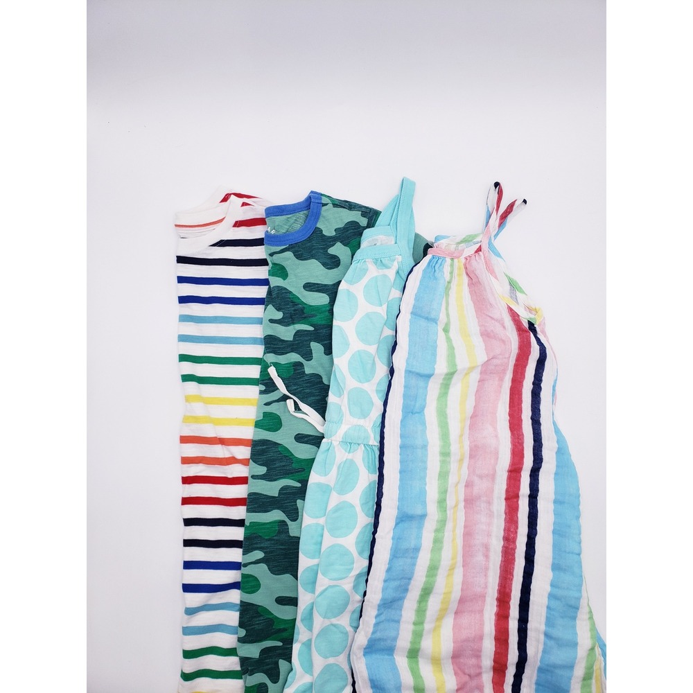 Primary Girls Dress Lot Camo Polka Dot Stripe Cotton Casual Size 8-9